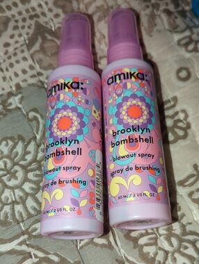 Bundle -amika Brooklyn Bombshell Blowout Spray — Pink with Purple & Teal Accents